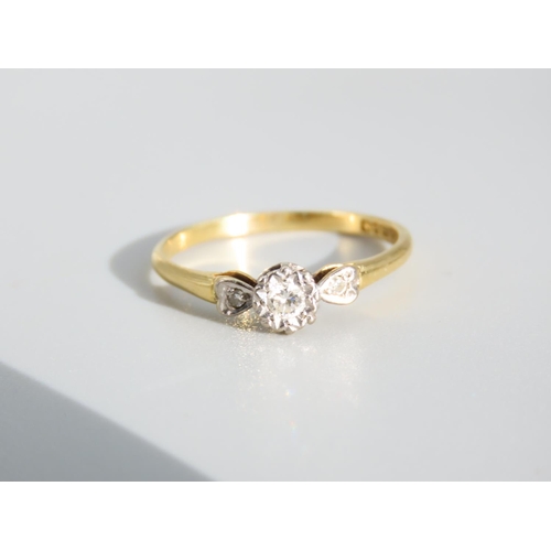 445 - 18 Carat Yellow Gold Diamond Set Ladies Ring Size K