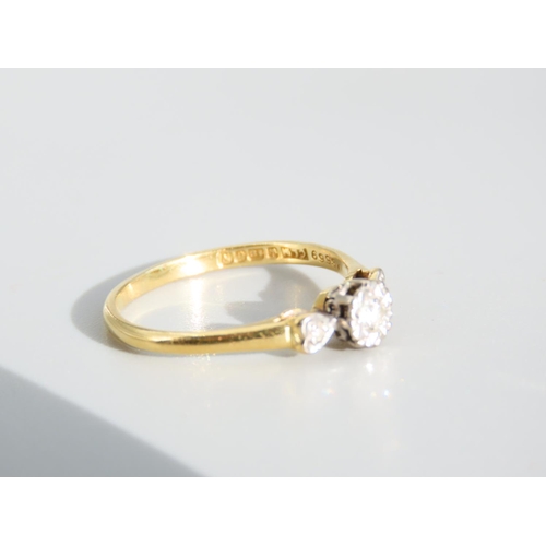 445 - 18 Carat Yellow Gold Diamond Set Ladies Ring Size K