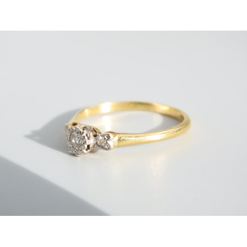 445 - 18 Carat Yellow Gold Diamond Set Ladies Ring Size K