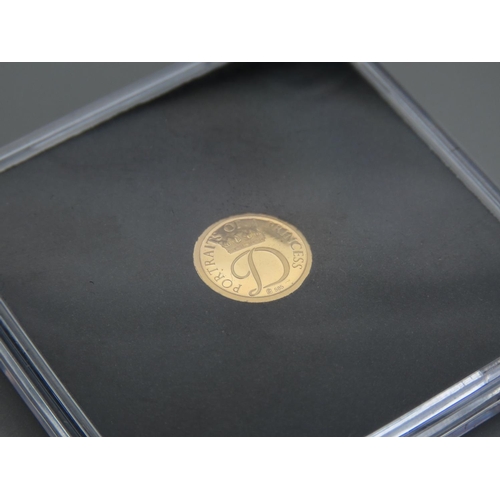 453 - 11 Carat Yellow Gold Commemorative Princess Diana Coin Proof Dated 2015 Encapsulated Mint Condition ... 