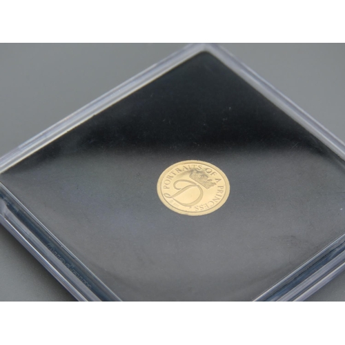 454 - 11 Carat Yellow Gold Commemorative Princess Diana Coin Proof Dated 2015 Encapsulated Mint Condition ... 