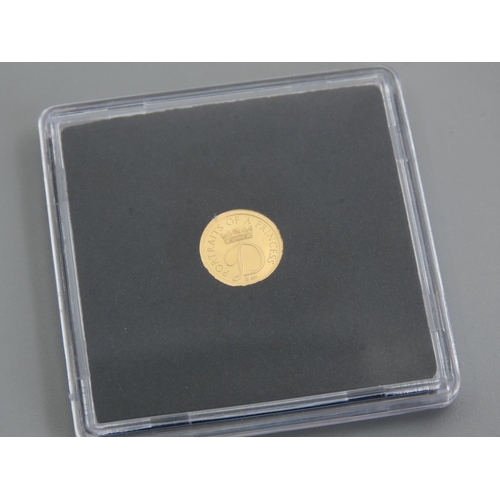 455 - 11 Carat Yellow Gold Commemorative Princess Diana Coin Proof Dated 2015 Encapsulated Mint Condition ... 