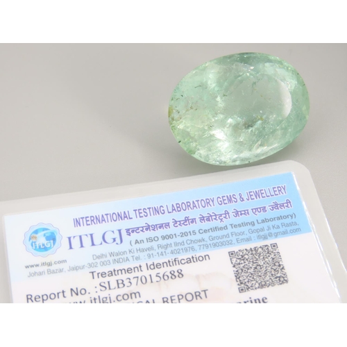 464 - Aquamarine Oval Mixed Cut Gemstone 160 Carats Various Feathered Inclusions Certificate Present