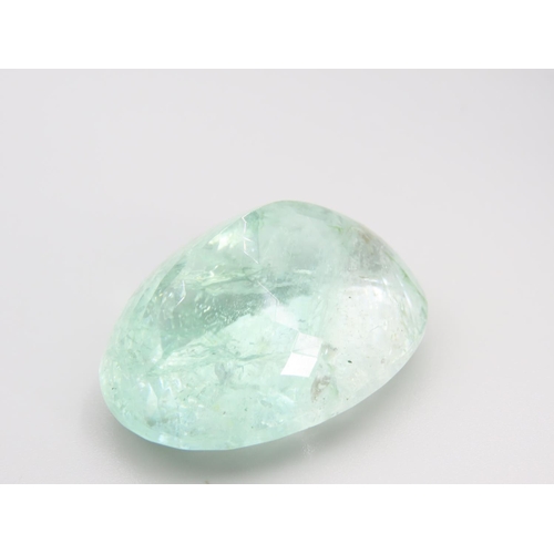 464 - Aquamarine Oval Mixed Cut Gemstone 160 Carats Various Feathered Inclusions Certificate Present