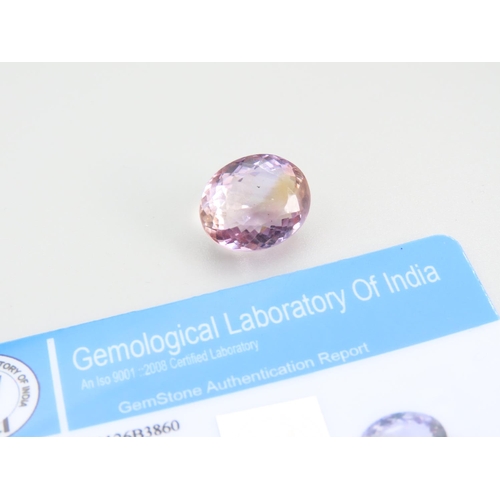 468 - Natural Ametrine Gemstone Oval Cut 15.3 Carat Light Purple Hue Throughout Certificate Present