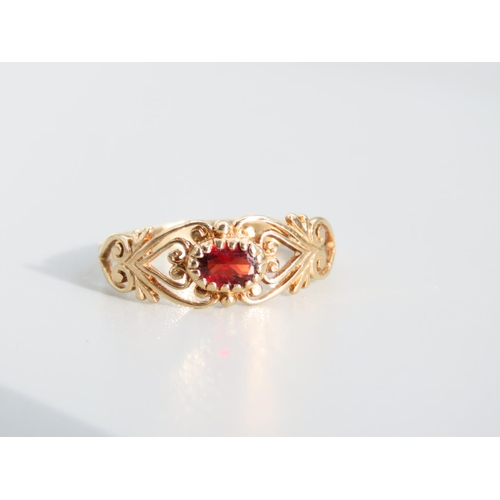 474 - Garnet Set Ladies 9 Carat Yellow Gold Ring Size R