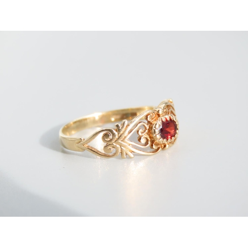 474 - Garnet Set Ladies 9 Carat Yellow Gold Ring Size R