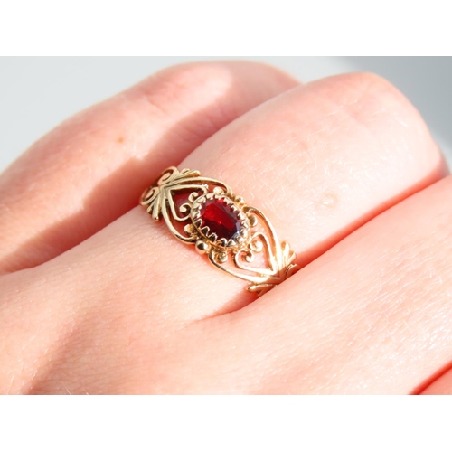 474 - Garnet Set Ladies 9 Carat Yellow Gold Ring Size R