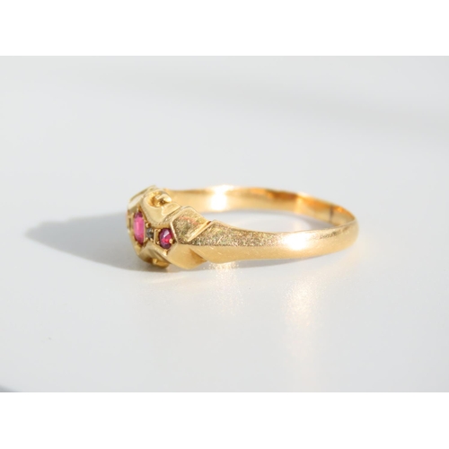 475 - Ruby and Diamond Ladies Ring Mounted on 18 Carat Yellow Gold Band Ring Size R