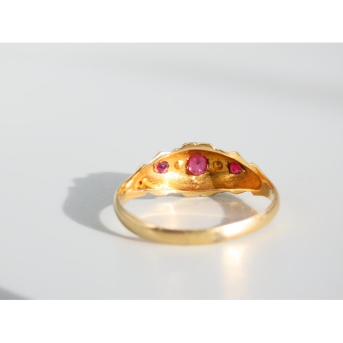 475 - Ruby and Diamond Ladies Ring Mounted on 18 Carat Yellow Gold Band Ring Size R