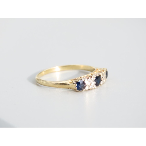 480 - Sapphire and Diamond Ladies Ring Mounted on 9 Carat Yellow Gold Band Ring Size M