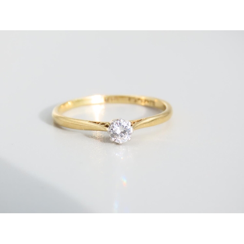 481 - Diamond Solitaire Ring Mounted on 18 Carat Yellow Gold Band Diamond in Platinum Setting Ring Size S