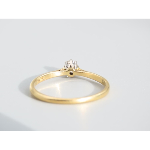 481 - Diamond Solitaire Ring Mounted on 18 Carat Yellow Gold Band Diamond in Platinum Setting Ring Size S