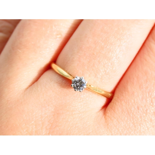 481 - Diamond Solitaire Ring Mounted on 18 Carat Yellow Gold Band Diamond in Platinum Setting Ring Size S