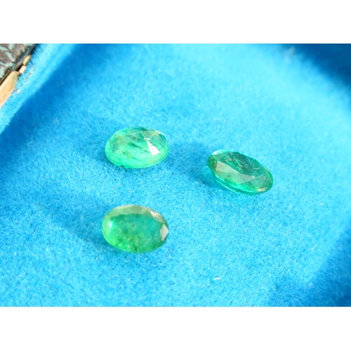 482 - Three Oval Cut Emeralds Incapsulated Contained within Case One Approximately 1.4 Carat One Approxima... 