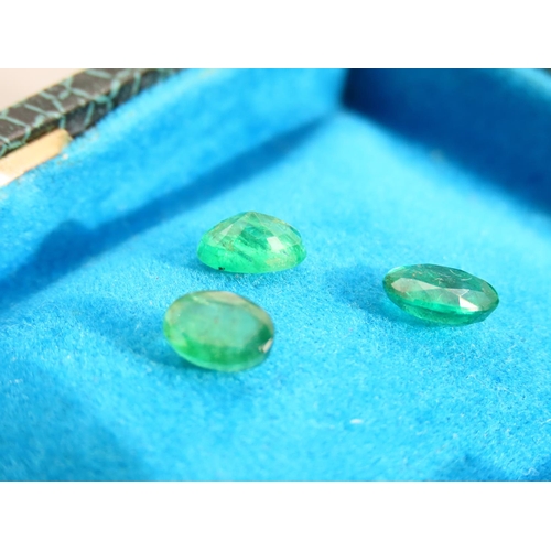 482 - Three Oval Cut Emeralds Incapsulated Contained within Case One Approximately 1.4 Carat One Approxima... 