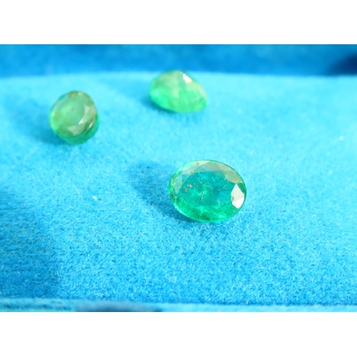 482 - Three Oval Cut Emeralds Incapsulated Contained within Case One Approximately 1.4 Carat One Approxima... 