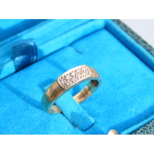 484 - Ten Stone Diamond Set Ladies Panel Form Ring Mounted on 9 Carat Yellow Gold Band Ring Size P and a H... 