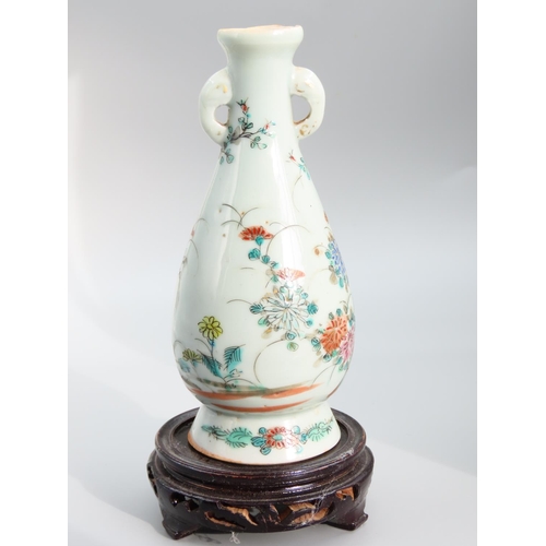 487 - Oriental Shaped Form Vase with Avian and Branch Motif Decoration 20cm High