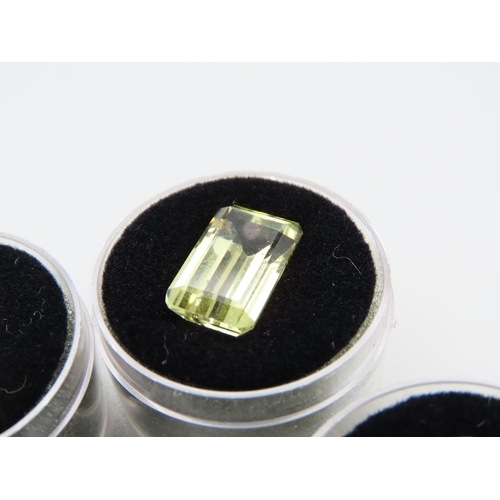 490 - Four Various Cut and Polished Gemstones Including Peridot Emerald Cut Gemstone Each Incapsulated wit... 