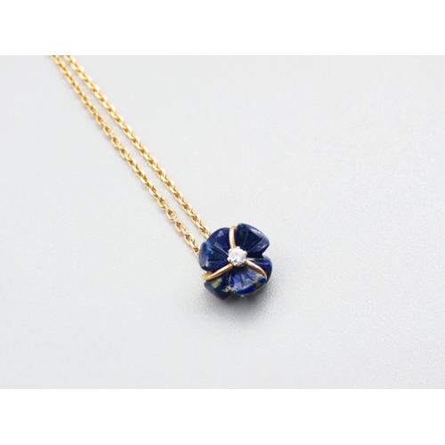 6 - Lapis Lazuli Pendant Set in 18 Carat Yellow Gold Further Mounted on 18 Carat Yellow Gold Necklace Ch... 