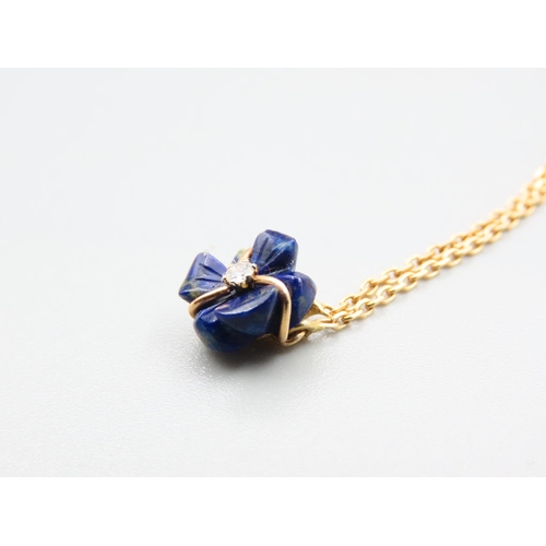 6 - Lapis Lazuli Pendant Set in 18 Carat Yellow Gold Further Mounted on 18 Carat Yellow Gold Necklace Ch... 