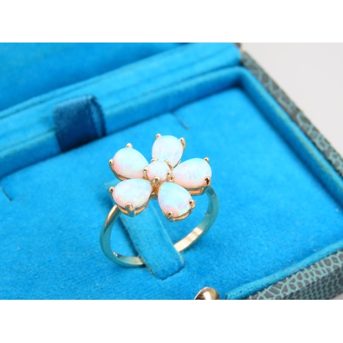 Opal Daisy Cluster 9 Carat Yellow Gold Ring Size R