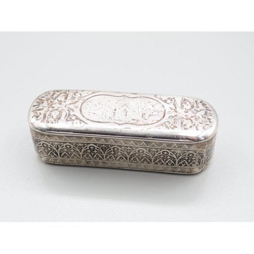 63 - Antique Silver Desk Box Hinged Cover Incised Detailing Throughout 9cm Wide x 3cm Deep