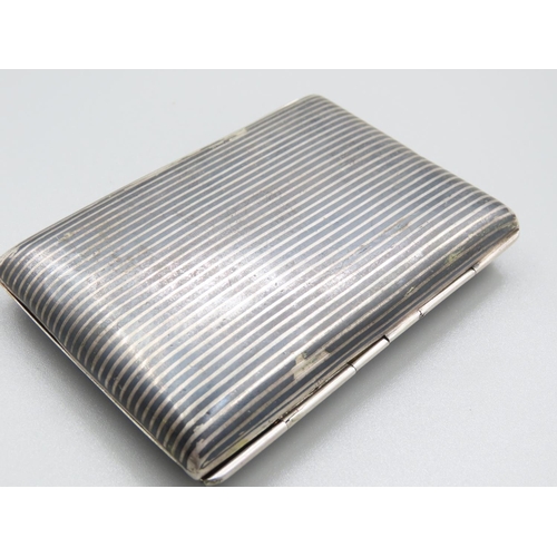 64 - Antique Silver Cigarette Box Hinged Cover Gilded Interior 9.5cm High x 6.5cm Wide