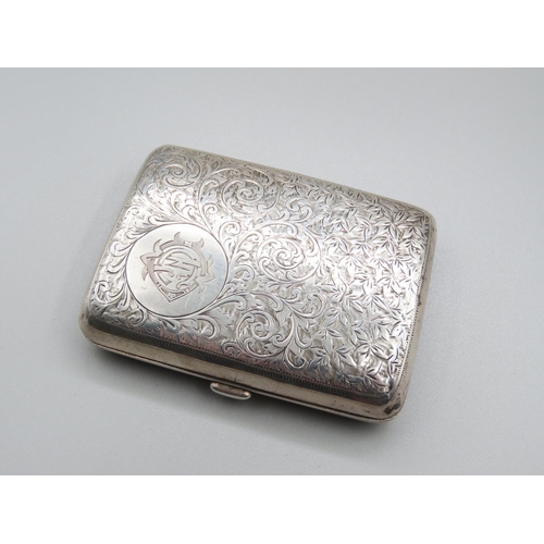 66 - Antique Silver Cigarette Box with Incised Detailing to Cover and Base Hinged Cover 9cm High x 7cm Wi... 