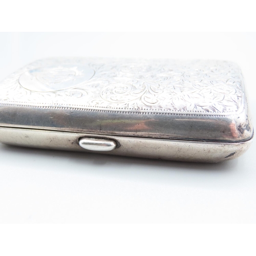 66 - Antique Silver Cigarette Box with Incised Detailing to Cover and Base Hinged Cover 9cm High x 7cm Wi... 