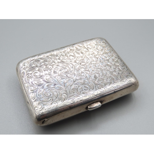 66 - Antique Silver Cigarette Box with Incised Detailing to Cover and Base Hinged Cover 9cm High x 7cm Wi... 