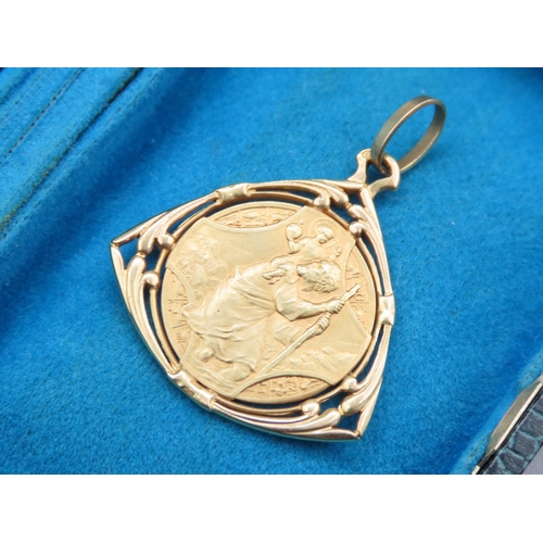 69 - 18 Carat Yellow Gold Medal Contained within 18 Carat Yellow Gold Pendant Setting 3cm High x 3cm Wide