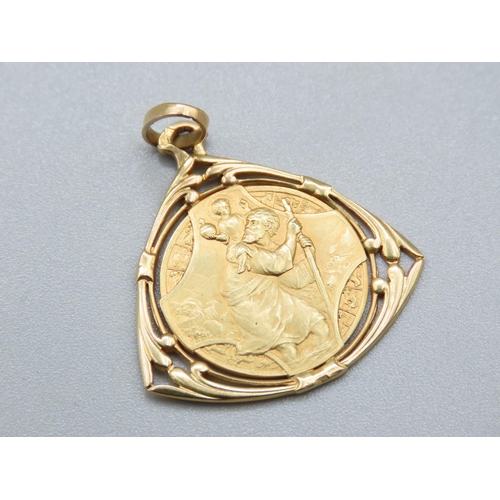 69 - 18 Carat Yellow Gold Medal Contained within 18 Carat Yellow Gold Pendant Setting 3cm High x 3cm Wide