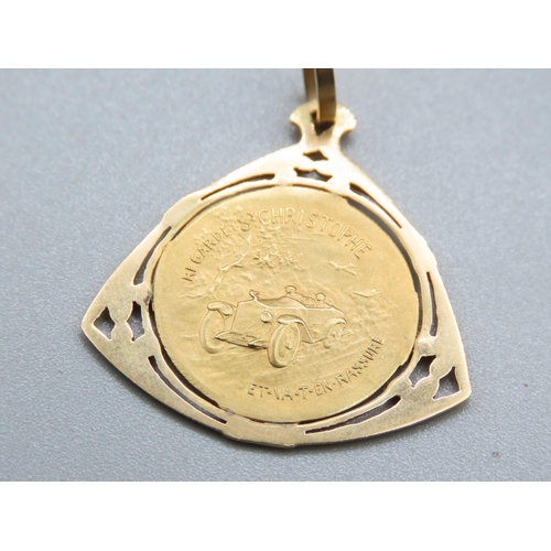 69 - 18 Carat Yellow Gold Medal Contained within 18 Carat Yellow Gold Pendant Setting 3cm High x 3cm Wide