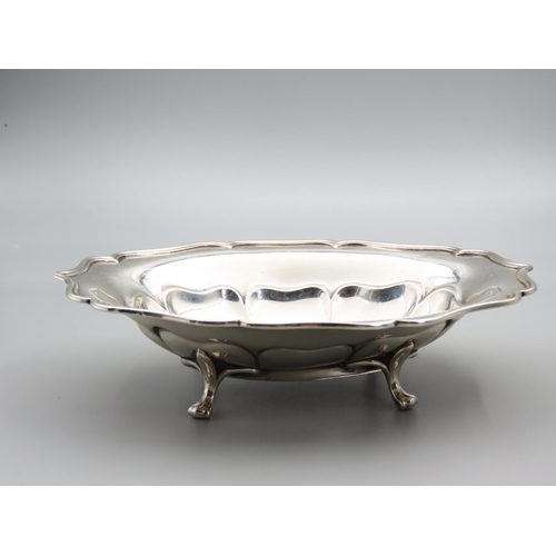 Silver Shaped Form Bon Bon Dish Recessed Detailing above Shaped Supports 16cm Wide x 12cm Deep