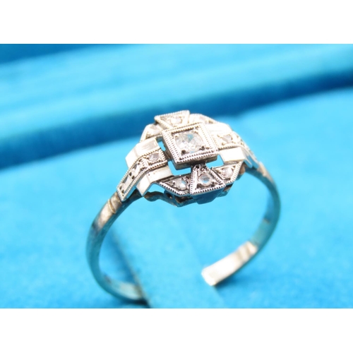 74 - Diamond Halo Set Ladies Ring Mounted on 18 Carat White Gold Band Ring Size M and A Half