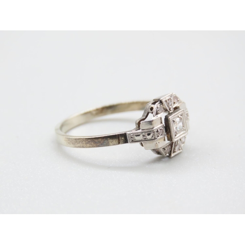 74 - Diamond Halo Set Ladies Ring Mounted on 18 Carat White Gold Band Ring Size M and A Half