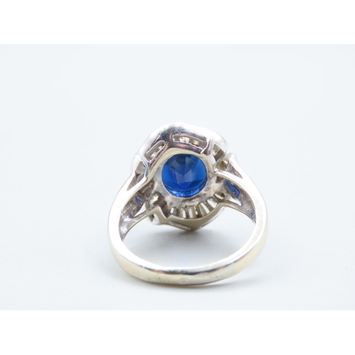 75 - Sapphire and Diamond Ladies Cluster Ring Diamonds Baguette Cut Sapphire of Attractive Hue Mounted on... 