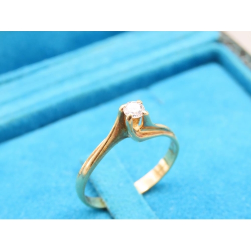 77 - Diamond Solitaire Ring Mounted on 18 Carat Yellow Gold Band Ring Size M and A Half