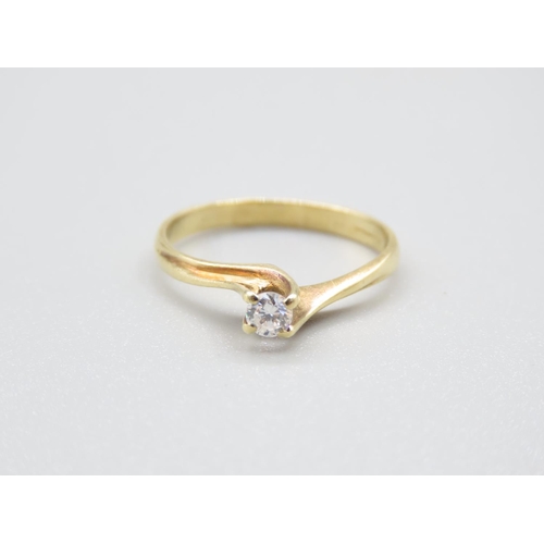 77 - Diamond Solitaire Ring Mounted on 18 Carat Yellow Gold Band Ring Size M and A Half