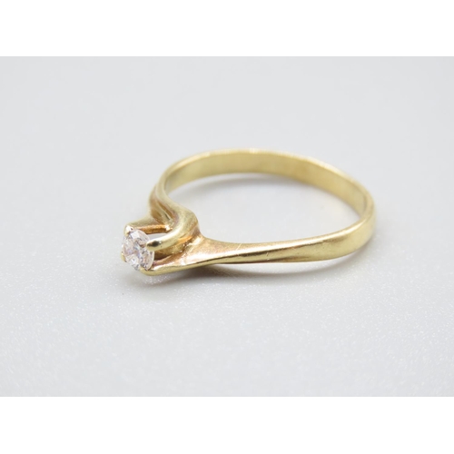 77 - Diamond Solitaire Ring Mounted on 18 Carat Yellow Gold Band Ring Size M and A Half