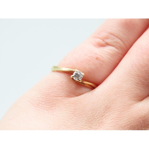 77 - Diamond Solitaire Ring Mounted on 18 Carat Yellow Gold Band Ring Size M and A Half