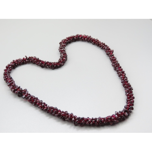 79 - Garnet Set Ladies Necklace of Naturalistic Form 60cm Long Good Colour Throughout