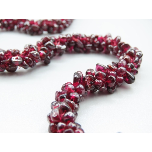 79 - Garnet Set Ladies Necklace of Naturalistic Form 60cm Long Good Colour Throughout