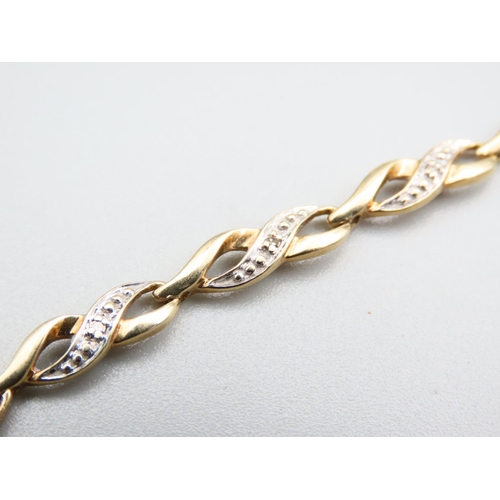 83 - Ladies 9 Carat Yellow Gold Diamond Set Bracelet Articulated Form 19cm Long