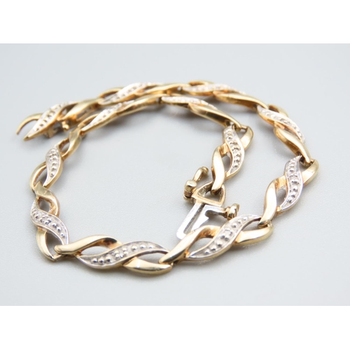 83 - Ladies 9 Carat Yellow Gold Diamond Set Bracelet Articulated Form 19cm Long