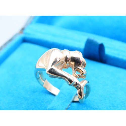 85 - 9 Carat Yellow Gold Panther Motif Ladies Ring Size P and a Half