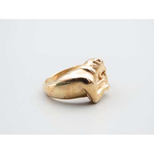 85 - 9 Carat Yellow Gold Panther Motif Ladies Ring Size P and a Half