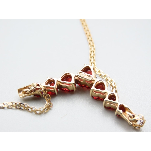 86 - 9 Carat Yellow Gold Garnet Set Ladies Necklace 46cm Long